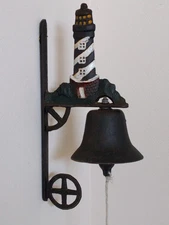 Cast Iron Painted Lighthouse Dinner Bell Wall Mounted