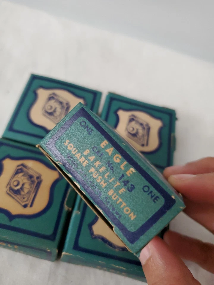 Vintage Eagle Bakelite Square Push Button No.143 Brown Lot Of 5 - Image 2 of 4