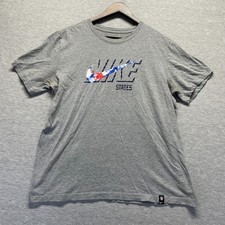Nike US National Soccer Team T-Shirt Mens Large Heather Gray Swoosh Logo Graphic