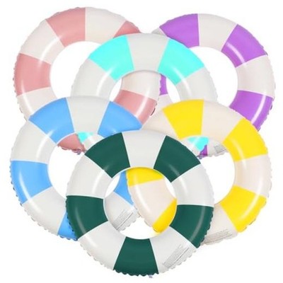 Libima 6 Pcs Classic Striped Inflatable Pool Floats Colorful Swimming 29.5 In