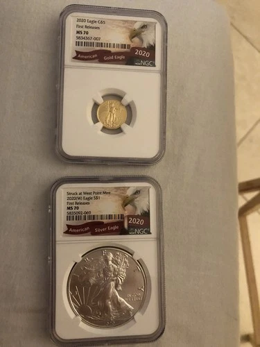 2020 Silver Eagle And 1/10 Gold Eagle Set(NGC 70)