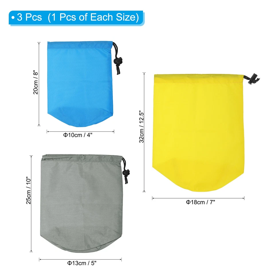 3 juegos de sacos de cosas surtidos S/M/L saco de almacenamiento portátil con cordón bolsa con solapa antipolvo Foto 2 de 4