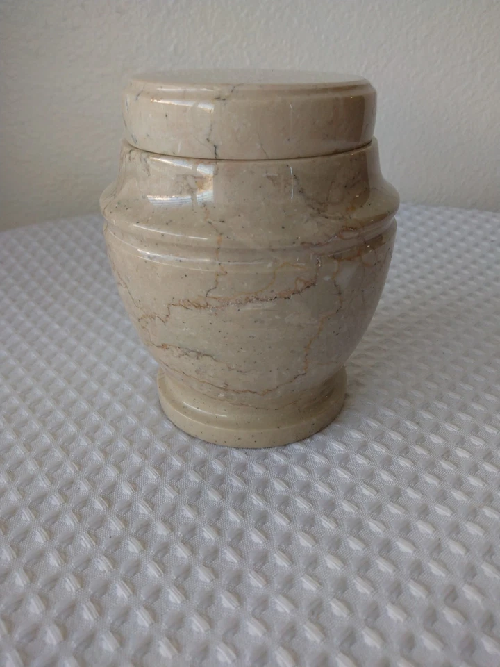 Tarro de almacenamiento de baño de mármol de lujo Boticina artesanal para - 4,76' de alto Foto 3 de 4