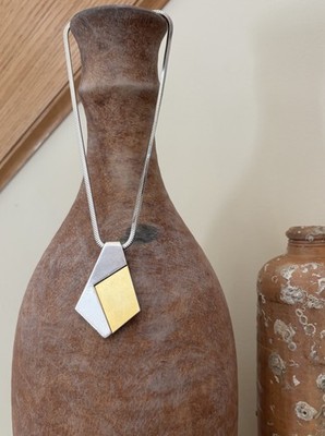 Vintage Crown Trifari Gold and Silver Tone Pendant Necklace