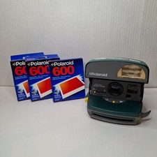 Vintage Poloroid One-Step Express Camera with 3 Polaroid 600 Film Cartridges