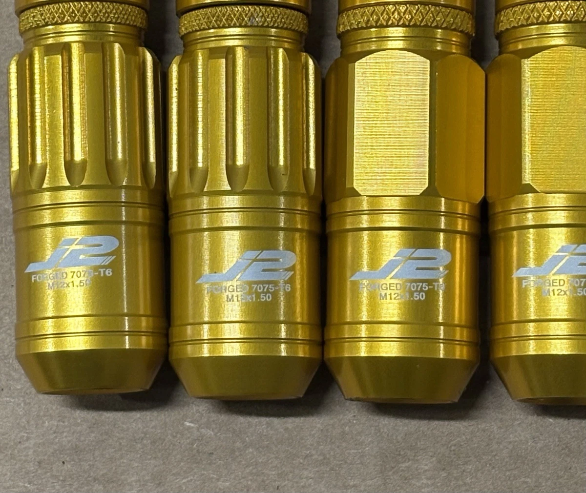 J2 7075-T6 Forged Aluminum M12x1.5 Cap Lug Nuts Gold (20PCS) photo 3