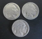 Indian Head Buffalo Nickels, No Dates, Lot Of 3