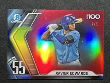 2022 Bowman Chrome - Xavier Edwards Bowman Scouts Top 100 Red Refractor #BTP-55
