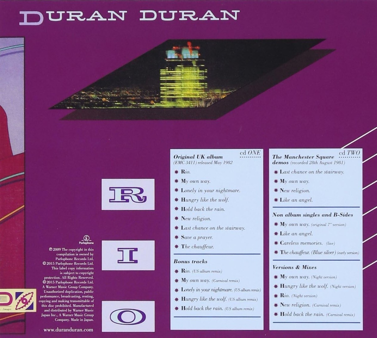 Duran Duran 2 CD RIO Deluxe Edition WPCR-16520/1 From Japan
