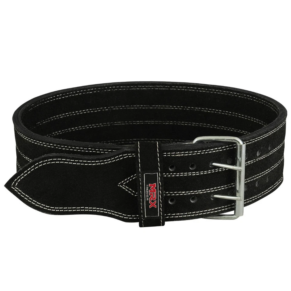 Power Weight Lifting Belts Heavy Duty Leather Gym Fitness Training Belt Black 4" - Image 3 of 4