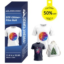 Cold Peel 11.8in x 16.4ft Glitter DTF Film Roll DTF Transfer Film