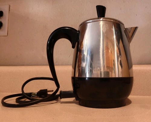 Vintage Farberware Coffee Percolator Model 134. Stainless 2 To 4 Cup Complete