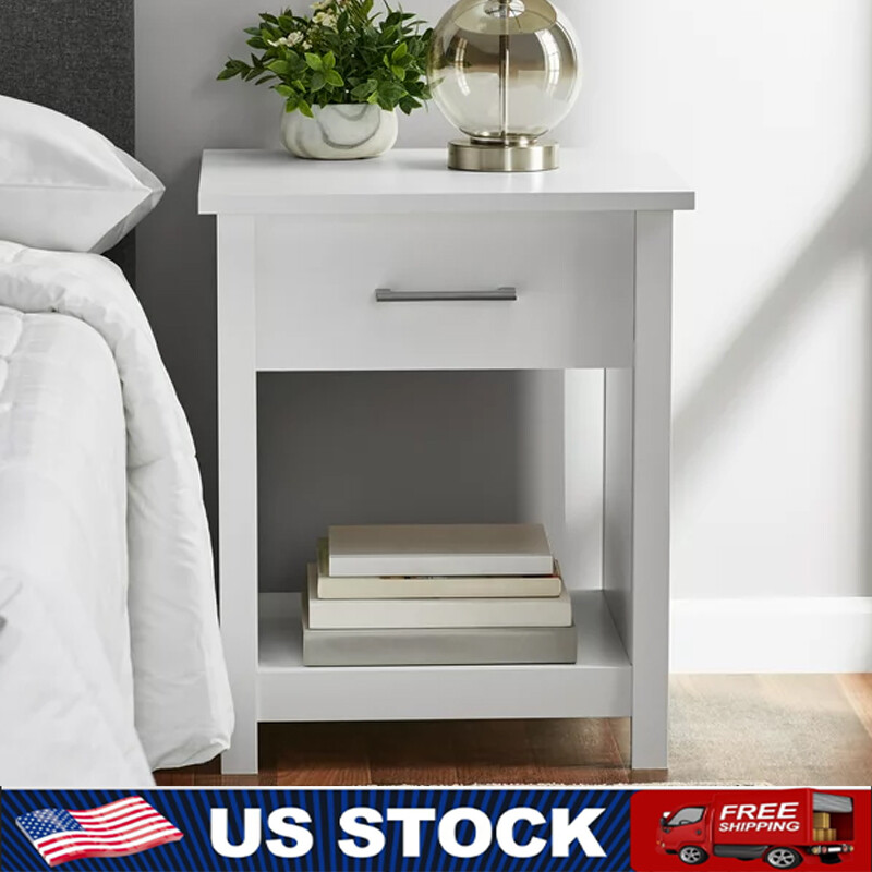 Modern Nightstand with Storage Drawer - Compact Bedside Table for Bedrooms-image