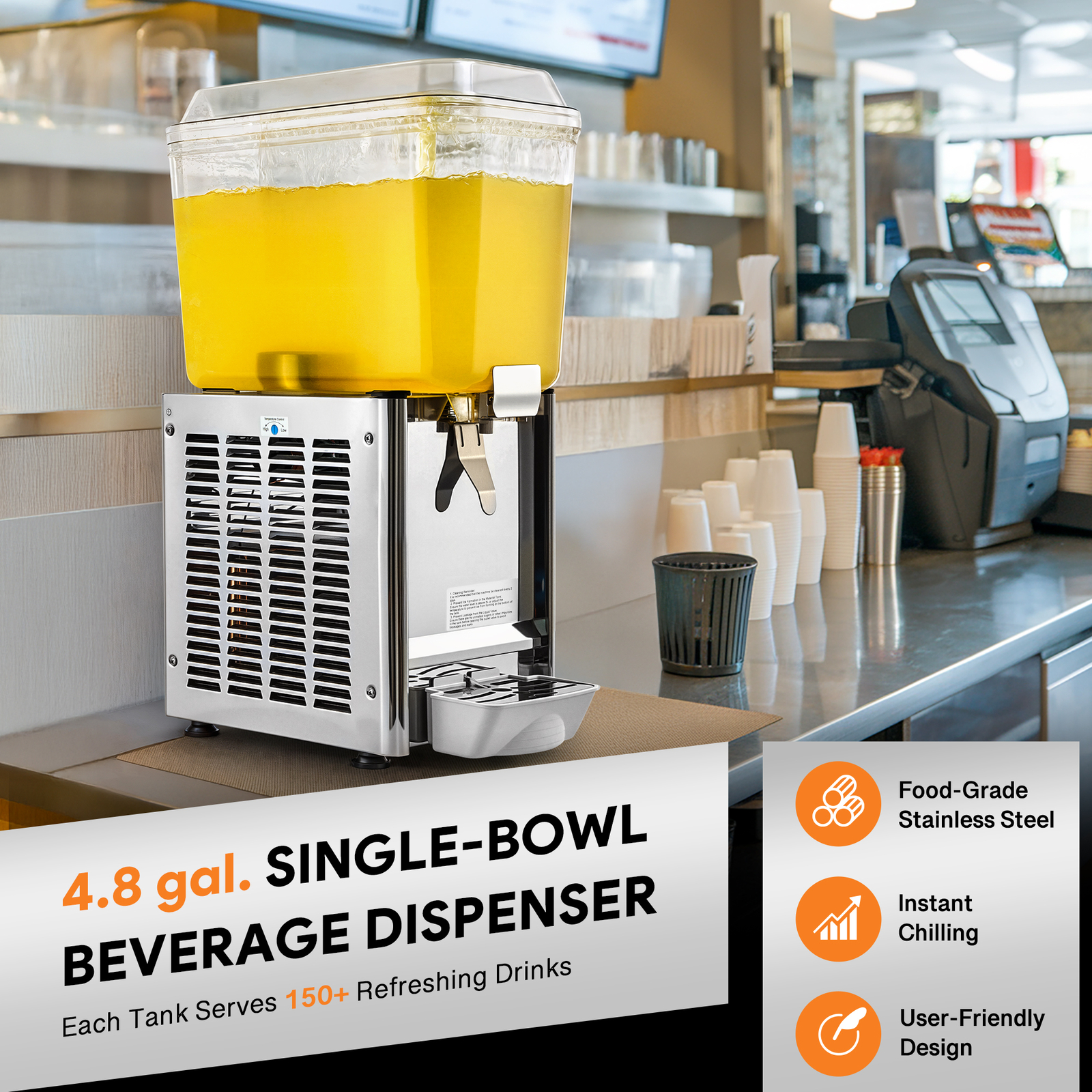 18L Commercial Juice Dispenser 4.8 Gallon Cold Beverage Drink Dispenser Machine