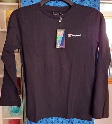 Berghaus Langarm kleines Logo schwarz Junior T-Shirt (mehrere Größen verfügbar)