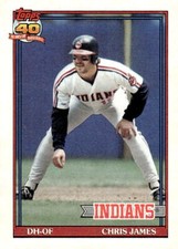1991 Topps #494 Chris James Dark Topps Logo Variation - Cleveland Indians