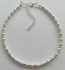 SILVER STARDUST BEADED ANKLE BRACELET ANKLET 9" + EXT SD03