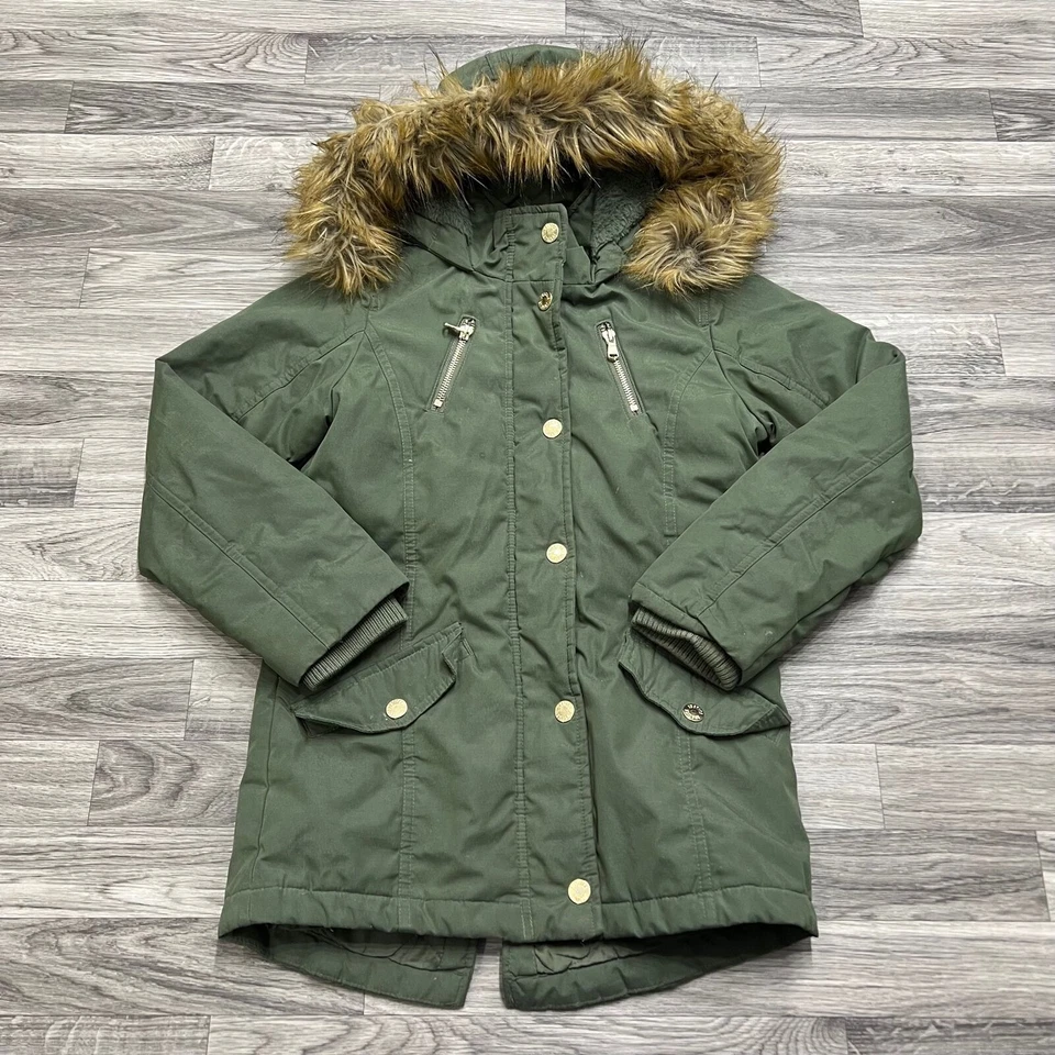 Chaqueta Parka LIVE JUSTICE Cremallera Completa y Snap Verde Con Capucha Niña Talla 8 Foto 2 de 4