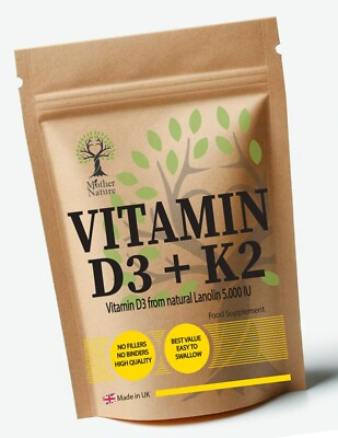 Vitamin D3 5000IU - K2 MK7 200mcg Vitamin D3 Kapseln Best Natural 120 Kapseln