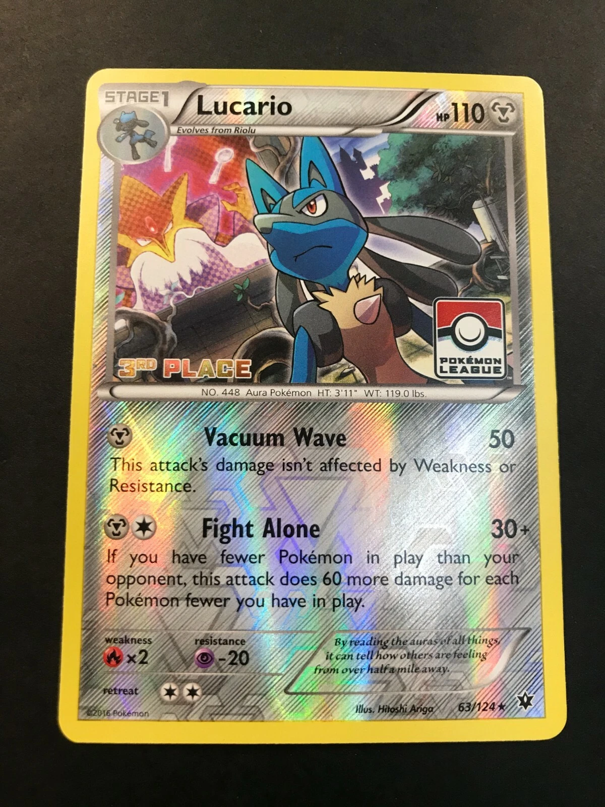 Lucario - 63/124 - League Promo - 3rd Place - NM