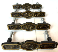 Vintage Amerock Mirada Antique Drawer Cabinet Pull Handles w Screws 4pc Set