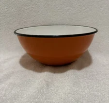 Huta Silesia Enamel Poland Orange Enamelware Serving bowl farmhouse retro '50's