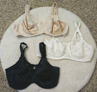Bali & Body Language Black Tan White Bras 3 Pack Lace Bra 40C