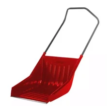 24' W Sleigh Snow Shovel Pusher Ergonomic Handle, Large Plastic Scoop Poly Blade