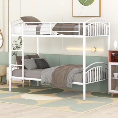 Twin Over Twin Metal Bunk Bed Divided into Two Beds