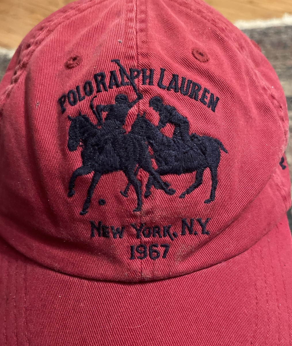 RALPH LAUREN POLO NEW YORK N.Y. 1967 HAT PRL Club Red RALPH LAUREN POLO NEW YORK N.Y. 1967 HAT PRL Club Red