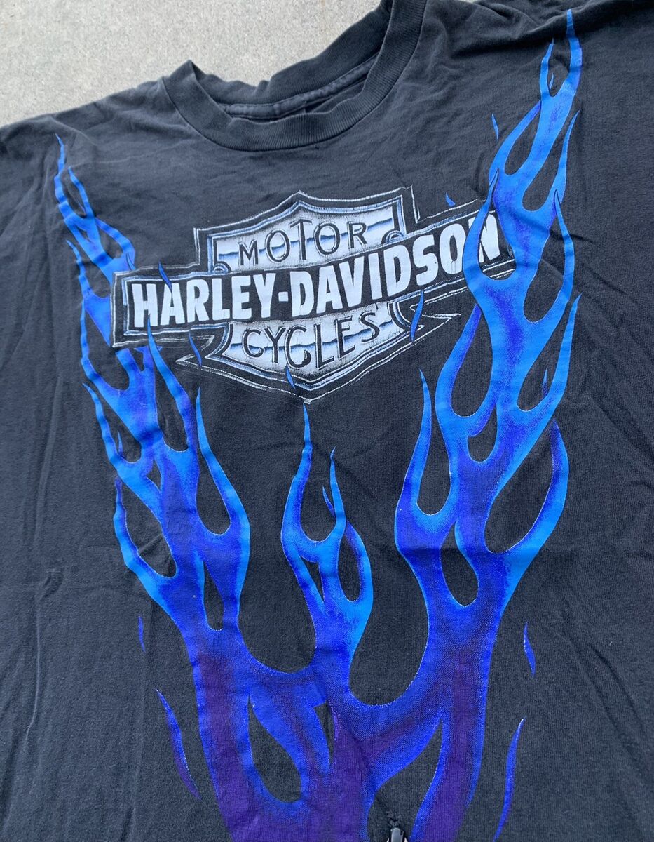 vintage Harley Davidson blue flames 1993 90th anniversary t vintage Harley Davidson blue flames 1993 90th anniversary t
