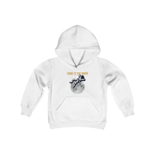Astronaut Hanging on the Moon Youth Heavy Blend Hooded Sweatshirt - Picture 4 of 33