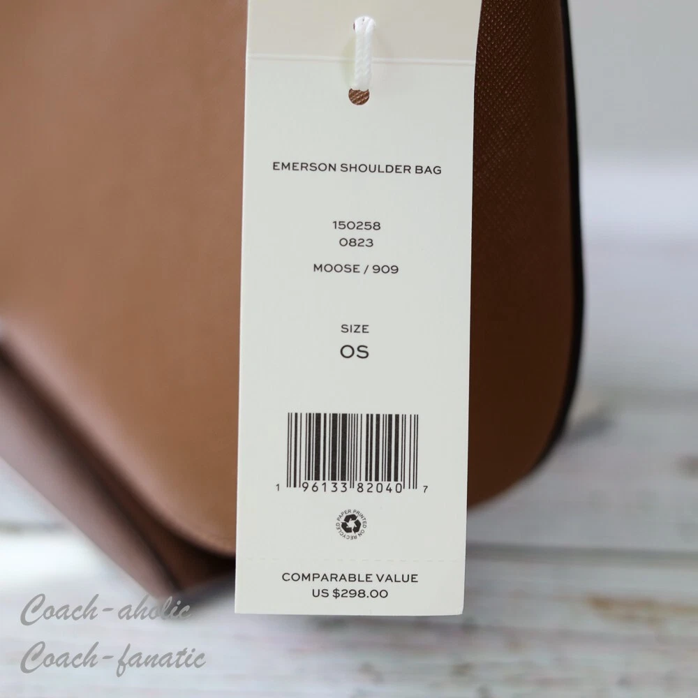 Borsa a tracolla Tory Burch Emerson Saffiano in pelle alce 150258 nuova con etichetta
