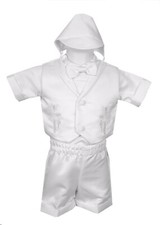 boys baptism set baby sizes white embroidered cross and dove collar fancy 4pc