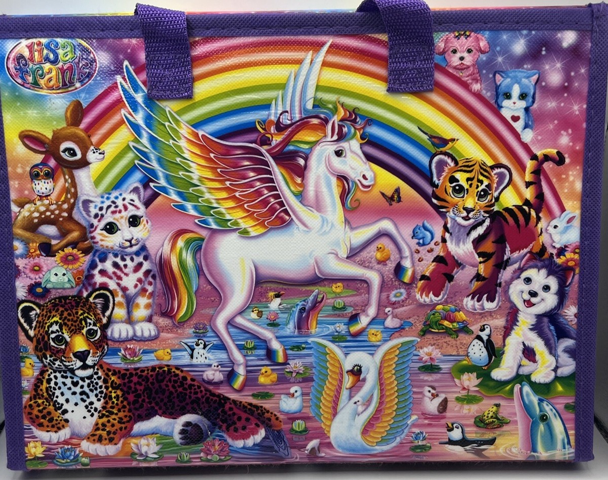 Retro 2016 Lisa Frank Tri Fold Storage Folder Unicorn Rainbow