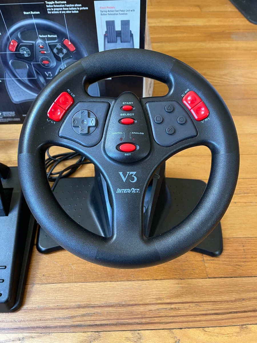 Interact V3 Racing Game Steering Wheel with Pedal for Sony PlayStation PS1 PSOne