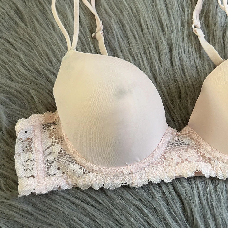 No Boundaries Bra Womens Juniors Size 34A Pink Floral Lace T-Shirt Underwire - Image 4 of 4