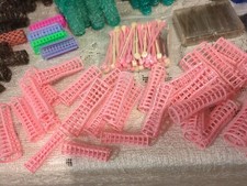 Lot of 81 Vintage Mid Century Plastic Hair Rollers/Curlers Sizes Vary Bobby Pins