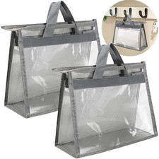 Yihurlm 2 PCS Dust Bags for Handbags,Clear Handbag Storage XL, Grey