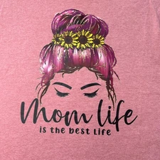 Pink Tee Sunflower Mom Life XL