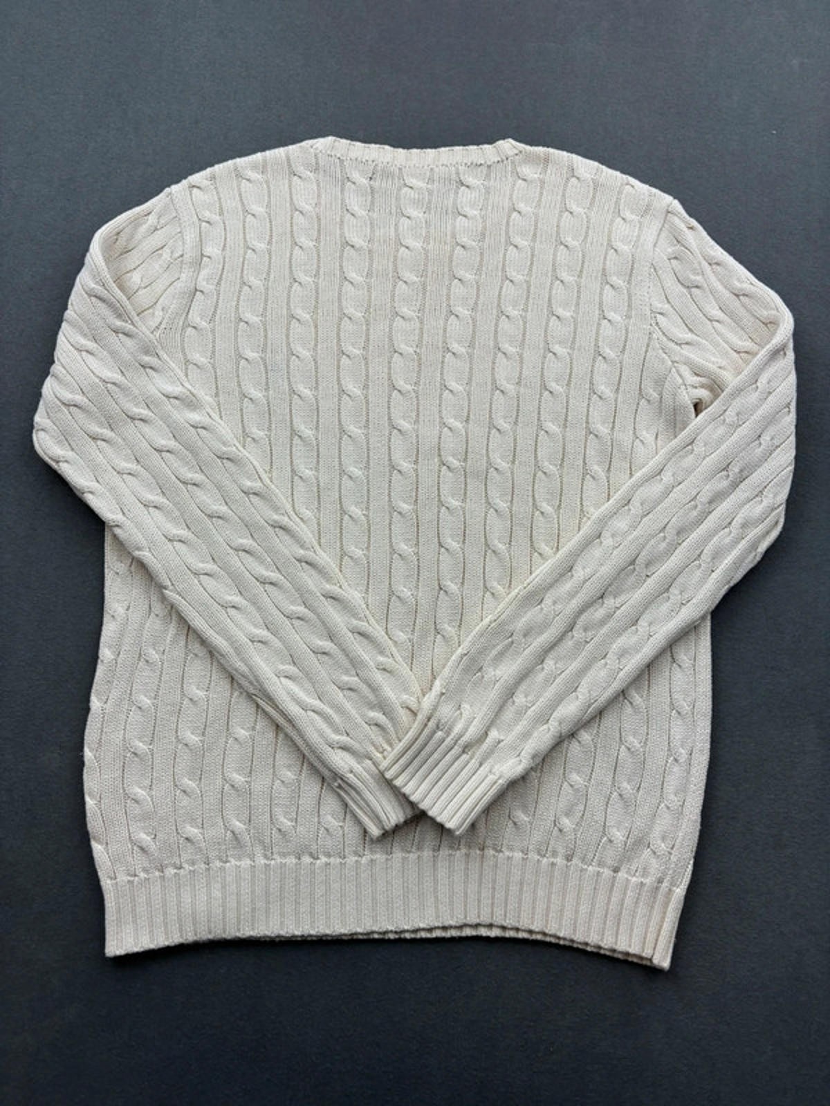 Women’s White Ralph Lauren Cable Knit Crew Neck Jumper Size Large image 4
