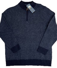 Men's Pendleton 1/4 Zip Wool Sweater L Large Blue New Washable Wool 149 NICE