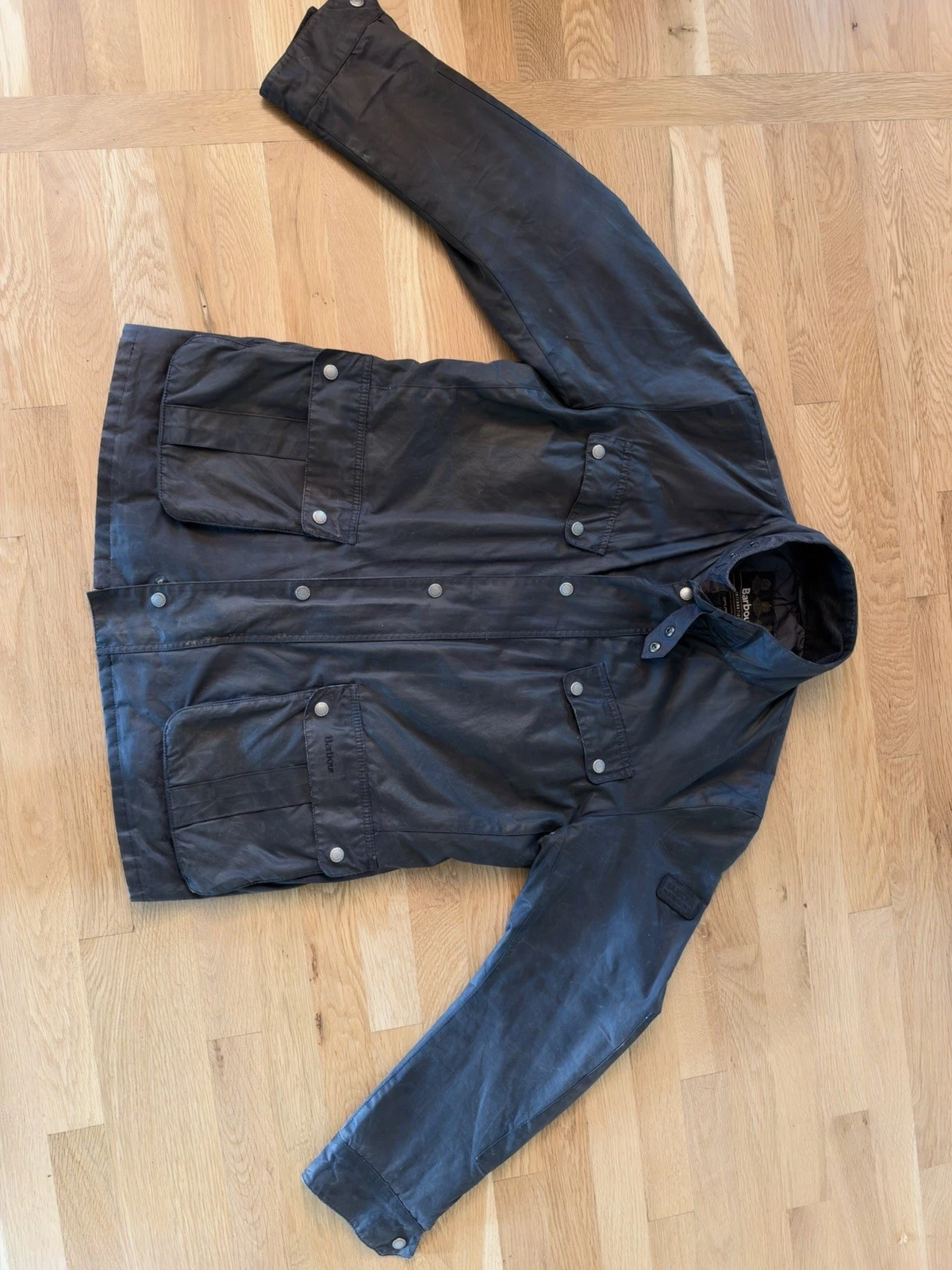 Barbour International Duke Wax Quilted Jacket Black, Mens, Size XL image 2