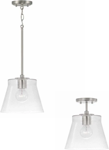 Baker Transitional Seeded Glass Mini Pendant Light, Brushed Nickel Finish - Picture 4 of 5