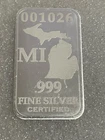 1/2 Troy Oz .999 Fine Silver Michigan State Bar- Federated Mint