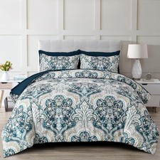 Paisley Comforter Set King Size, 7 Pieces Bed in a Bag Boho Comforter, Soft L...