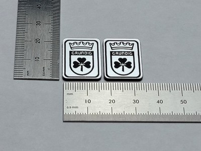 Grundig Speaker or Radio Badge Logo Emblem - Premium Silver Pair With Adhesive 