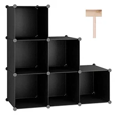 C&AHOME 6-Cube Storage Organizer Stackable Cubes Shelves, Portable Bookshelf