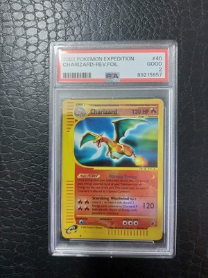 Charizard Reverse Foil, ENG 40/165 Expedition, PSA 2, gut