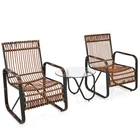Costway 3PCS Patio Rattan Furniture Set Conversational Sofa Coffee Table Garden